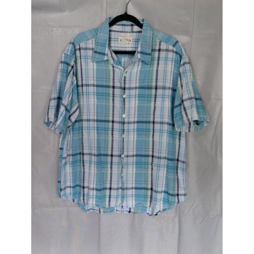 Y2K Buckle BKE 67 Regular Fit Short Sleeve Plaid Button Up Shirt Mens XXL Preppy